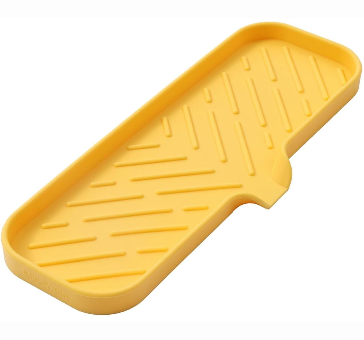 MicoYang Silicone Soap Dish with Drain Spout, Self-Draining Sink Organizer Tray for Bathroom and Kitchen, Sponges, Dispensers and Soap Holder, Non-Slip and Dishwasher Safe, Grey (Compact, 4.9"×3.2")
