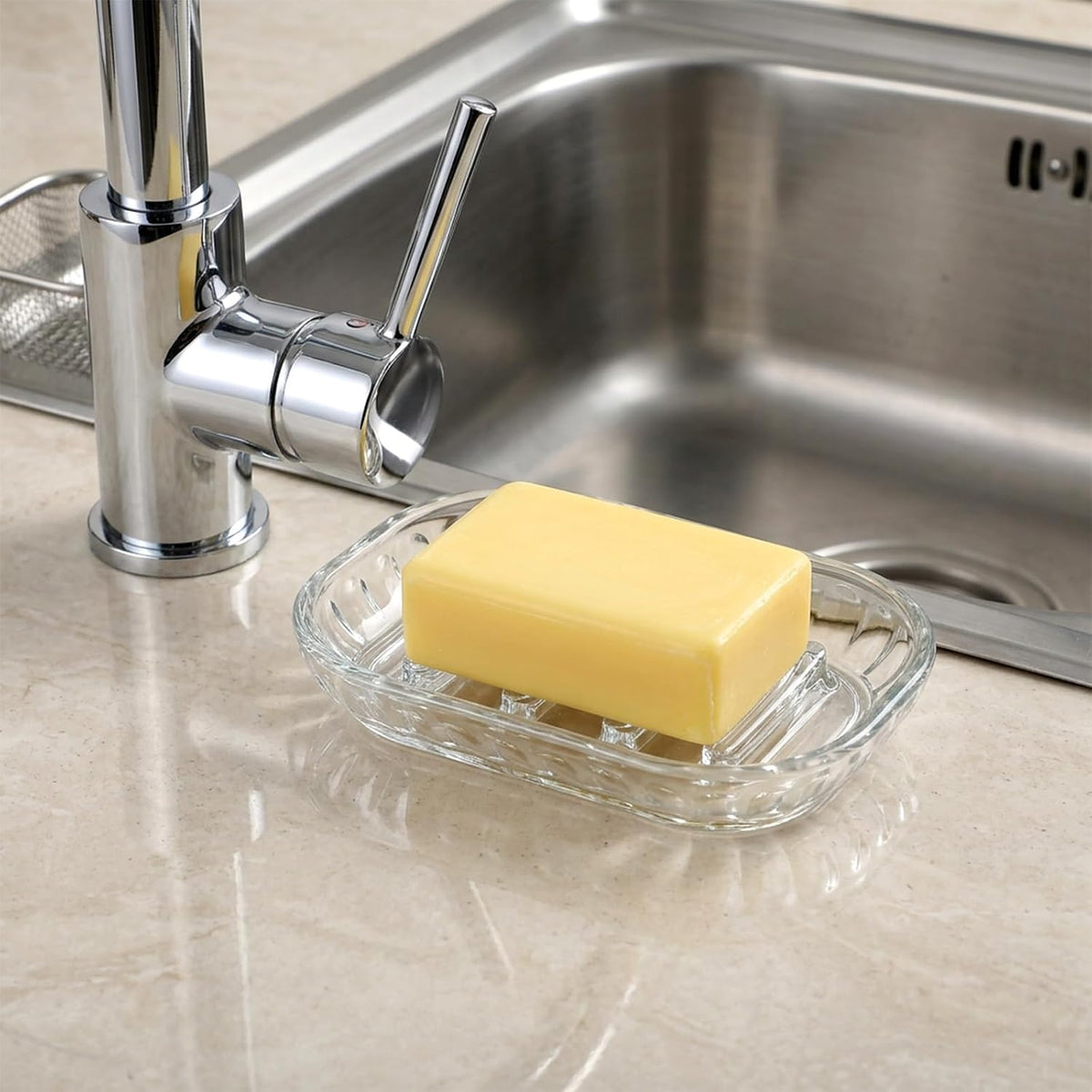 2 Pack Clear Plastic Soap Dish for Shower with Drainage