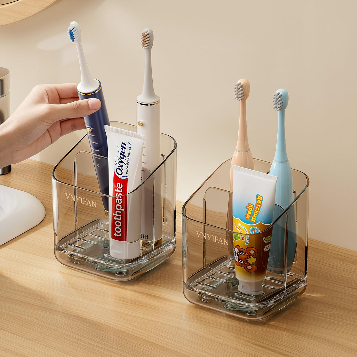 3 Slots Toothbrush Holders with Detachable Dividers for Bathrooms