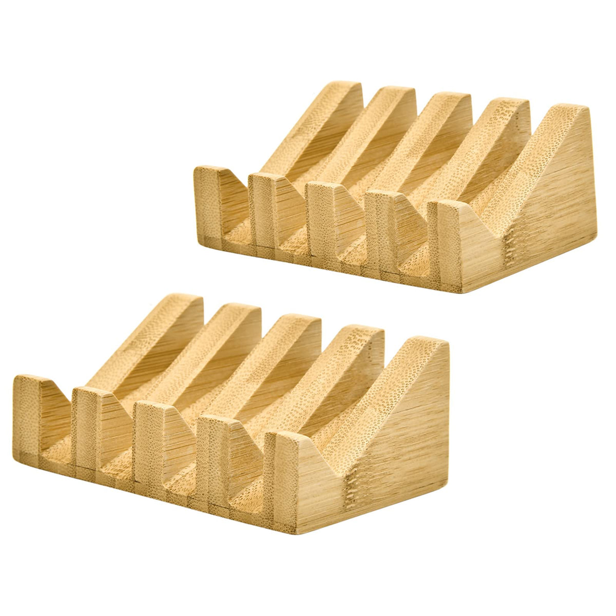 Bamboo Soap Dish Wooden Bar Soap Holder Saver for Shower,2 Pack