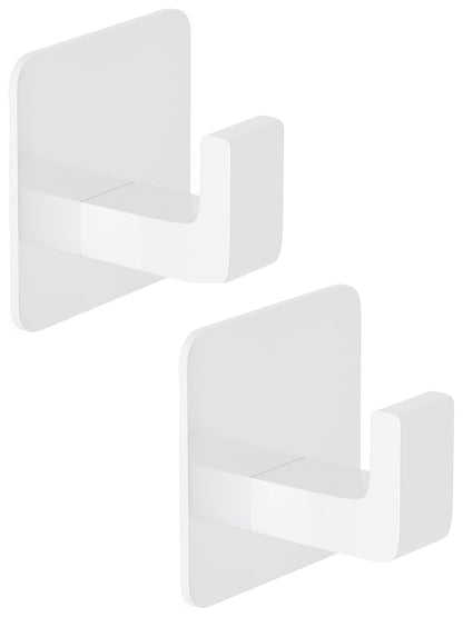 GWAAZXGZ Square Self Adhesive Towel Hooks - 2 Pack Matte Black Metal Hooks