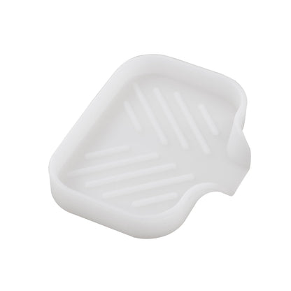 MicoYang Silicone Soap Dish with Drain Spout, Self-Draining Sink Organizer Tray for Bathroom and Kitchen, Sponges, Dispensers and Soap Holder, Non-Slip and Dishwasher Safe, Grey (Compact, 4.9"×3.2")