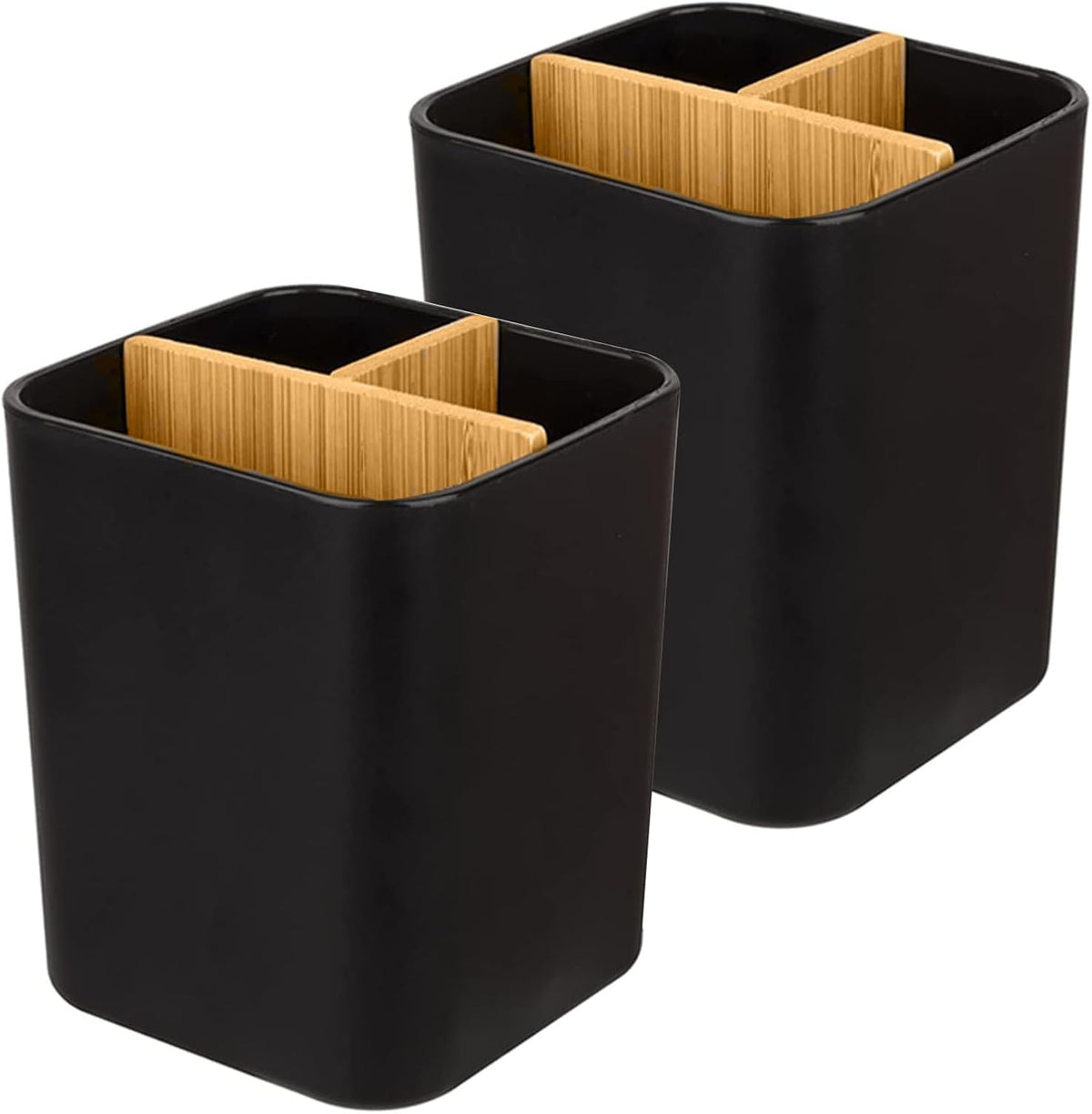 Bamboo Toothbrush Holder for Bathrooms Toothpaste Organizer - Pink