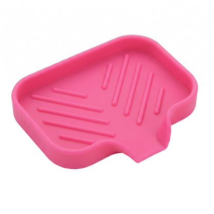 MicoYang Silicone Soap Dish with Drain Spout, Self-Draining Sink Organizer Tray for Bathroom and Kitchen, Sponges, Dispensers and Soap Holder, Non-Slip and Dishwasher Safe, Grey (Compact, 4.9"×3.2")
