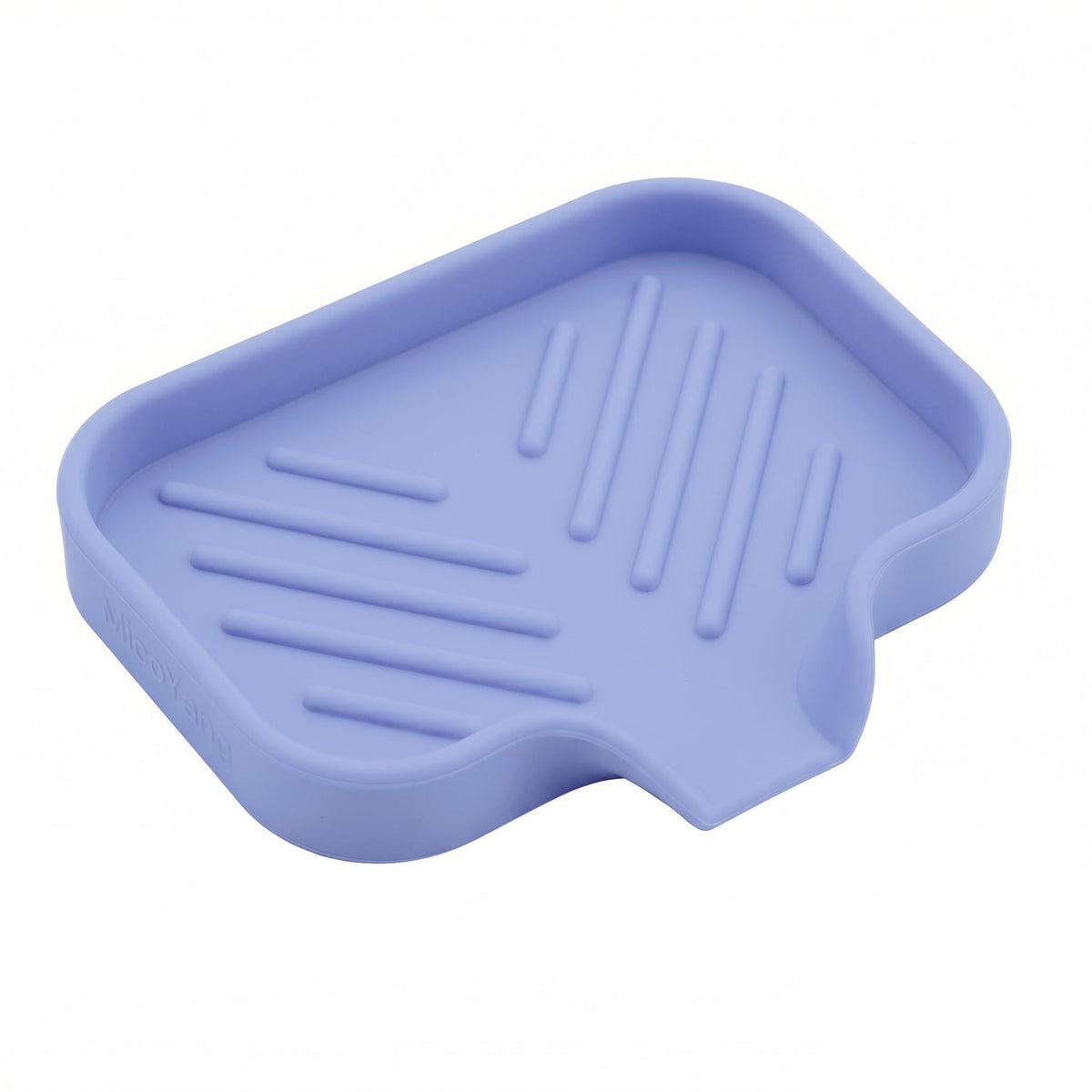 MicoYang Silicone Soap Dish with Drain Spout, Self-Draining Sink Organizer Tray for Bathroom and Kitchen, Sponges, Dispensers and Soap Holder, Non-Slip and Dishwasher Safe, Grey (Compact, 4.9"×3.2")