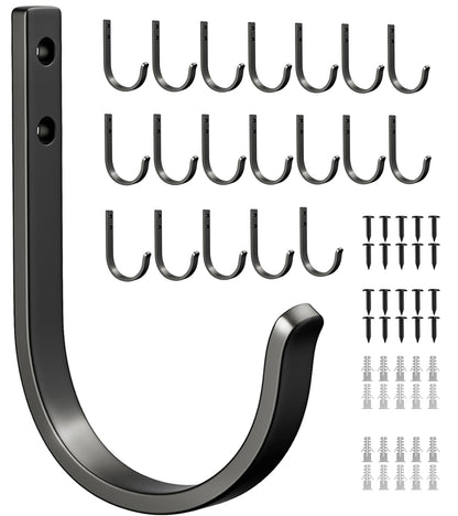 22LB Wall Hooks for Hanging Towel/Coat, Black 5 Pack