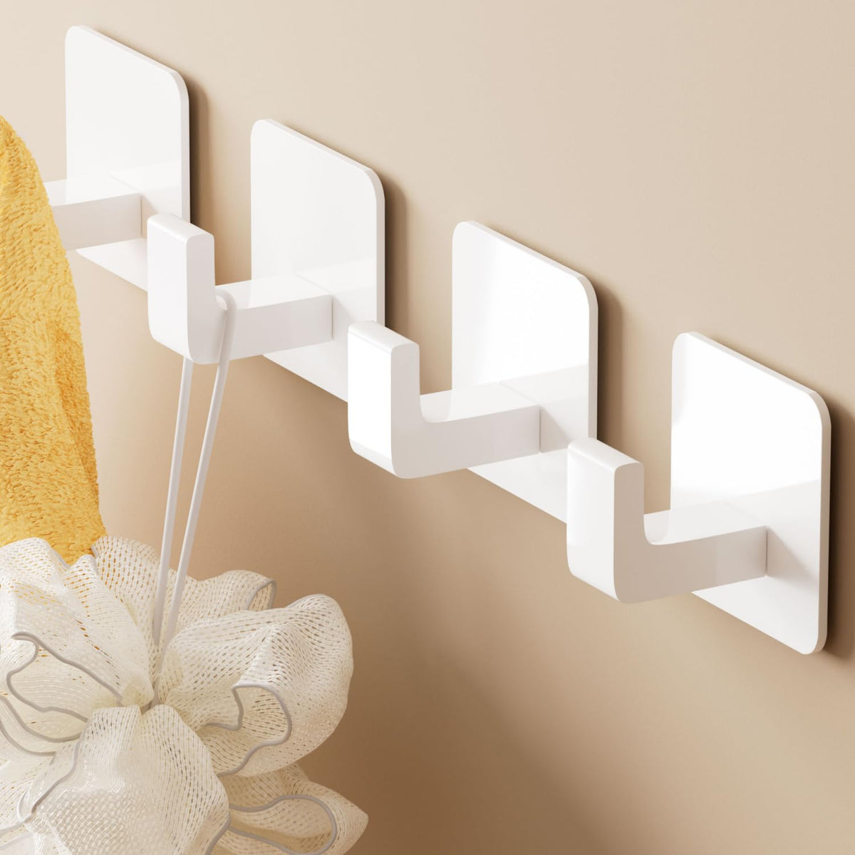 GWAAZXGZ Square Self Adhesive Towel Hooks - 2 Pack Matte Black Metal Hooks