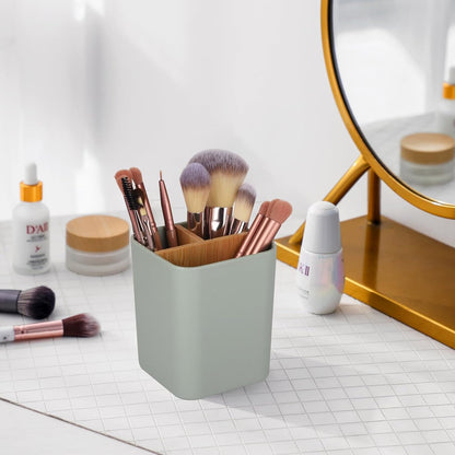 Bamboo Toothbrush Holder for Bathrooms Toothpaste Organizer - Green