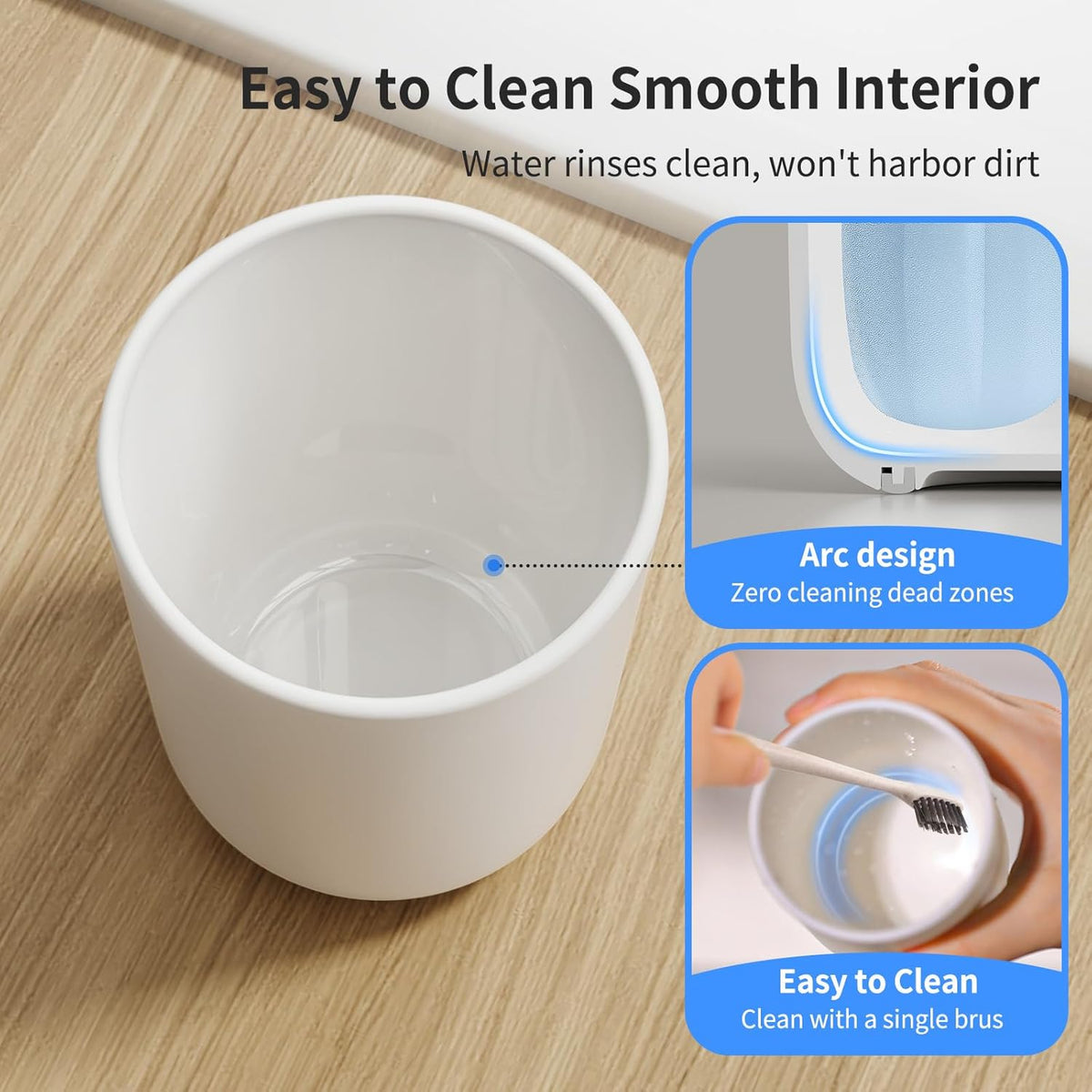 MOPMS 13oz Bathroom Tumbler 2PC, Unbreakable Plastic Cup，White