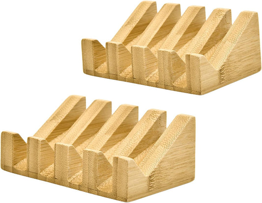 Bamboo Soap Dish Wooden Bar Soap Holder Saver for Shower,2 Pack
